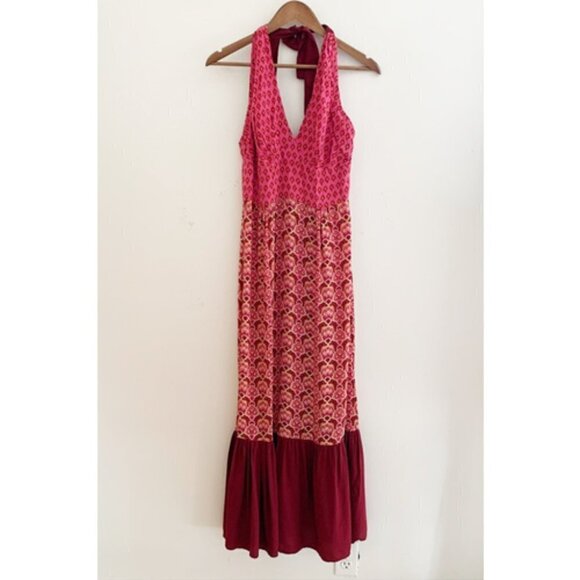 Plenty by Tracy Reese Silk Halter Maxi Dress 6 Floral Tiered - Picture 1 of 7
